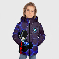 Куртка зимняя для мальчика BMW неоновые соты, цвет: 3D-черный — фото 2