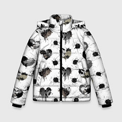 Куртка зимняя для мальчика Брызги и капли в форме сердечки, цвет: 3D-черный