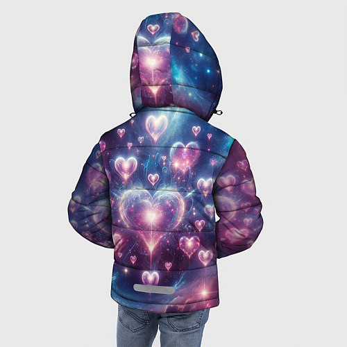 Зимняя куртка для мальчика Космические сердца - звезды / 3D-Красный – фото 4