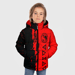 Куртка зимняя для мальчика Ведьмак краска абстракция, цвет: 3D-красный — фото 2