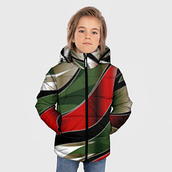 Куртка зимняя для мальчика Белые зеленые и красные полосы, цвет: 3D-светло-серый — фото 2