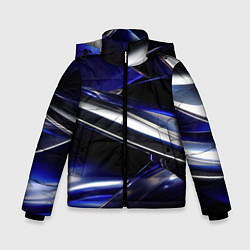 Куртка зимняя для мальчика Синие и серебреные абстрактные полосы, цвет: 3D-красный