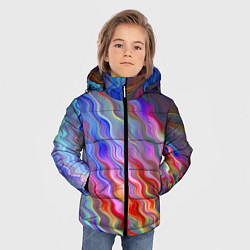Куртка зимняя для мальчика Волнистые разноцветные линии, цвет: 3D-черный — фото 2