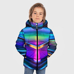Куртка зимняя для мальчика Неоновые линии платформы, цвет: 3D-черный — фото 2