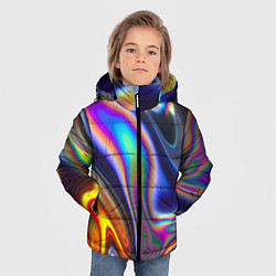 Куртка зимняя для мальчика Жидкая голографическая бензиновая абстракция, цвет: 3D-светло-серый — фото 2