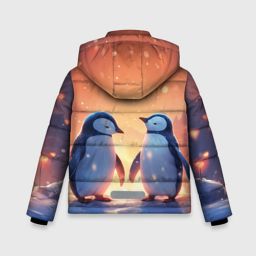 Зимняя куртка для мальчика Романтичная пара пингвинов / 3D-Черный – фото 2