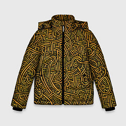 Куртка зимняя для мальчика Золотые узоры на черном фоне, цвет: 3D-черный