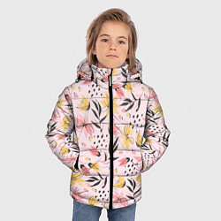 Куртка зимняя для мальчика Абстрактный паттерн с цветами, цвет: 3D-светло-серый — фото 2