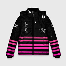 Куртка зимняя для мальчика Lil Peep розовые полосы, цвет: 3D-красный