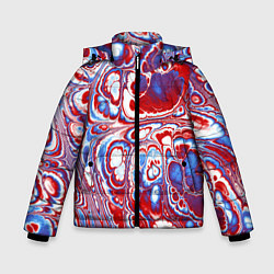 Куртка зимняя для мальчика Абстрактный разноцветный паттерн, цвет: 3D-красный