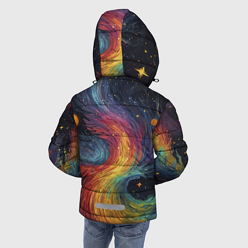 Зимняя куртка для мальчика Звездный вихрь абстрактная живопись / 3D-Красный – фото 4