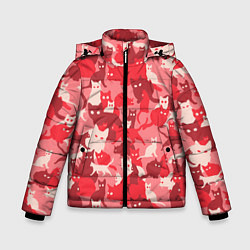 Куртка зимняя для мальчика Розовый кошачий комуфляж, цвет: 3D-светло-серый