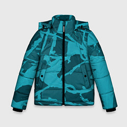Куртка зимняя для мальчика Изумрудно-бирюзовая графика, цвет: 3D-черный