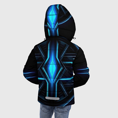 Зимняя куртка для мальчика Синяя неоновая космическая абстракция / 3D-Красный – фото 4