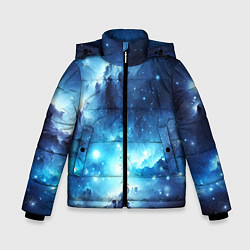 Куртка зимняя для мальчика Космический голубой пейзаж, цвет: 3D-светло-серый