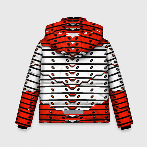 Зимняя куртка для мальчика Красно-белая техно броня / 3D-Черный – фото 2