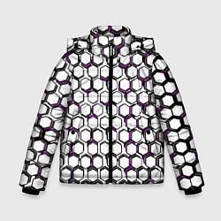 Куртка зимняя для мальчика Киберпанк узор из шестиугольников розовый, цвет: 3D-красный
