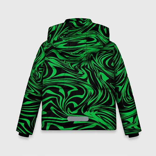 Зимняя куртка для мальчика Узор на черном фоне с ярким зеленым абстрактным ди / 3D-Красный – фото 2