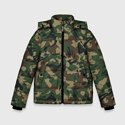 Куртка зимняя для мальчика Классический лесной камуфляж, цвет: 3D-черный