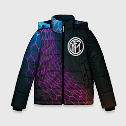 Куртка зимняя для мальчика Inter футбольная сетка, цвет: 3D-черный