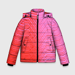 Куртка зимняя для мальчика Красные градиентные линии, цвет: 3D-черный