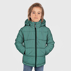 Куртка зимняя для мальчика Полосы серо-бирюзовый, цвет: 3D-светло-серый — фото 2