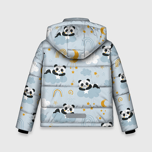 Зимняя куртка для мальчика Панда на облаках / 3D-Светло-серый – фото 2
