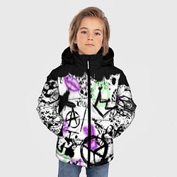 Куртка зимняя для мальчика Анархия от Мона Лизы в граффити и неоне, цвет: 3D-черный — фото 2