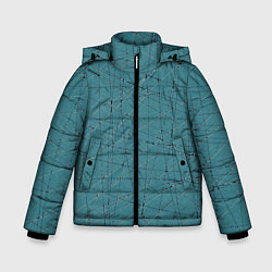 Куртка зимняя для мальчика Абстракция порезы бирюзовый, цвет: 3D-черный