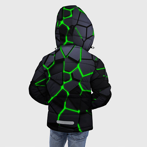 Зимняя куртка для мальчика Зеленые плиты киберпанк / 3D-Красный – фото 4