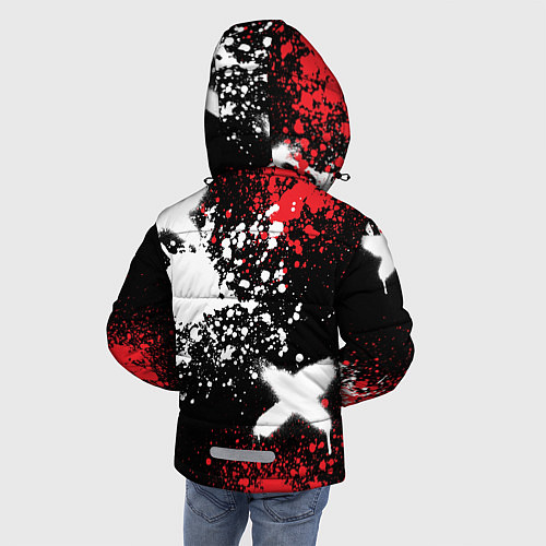 Зимняя куртка для мальчика Мазда на фоне граффити и брызг красок / 3D-Красный – фото 4
