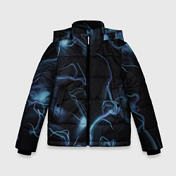 Куртка зимняя для мальчика Синие неоновые молнии, цвет: 3D-светло-серый