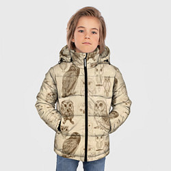 Куртка зимняя для мальчика Эскизы сов тетрадный лист в клетку, цвет: 3D-красный — фото 2