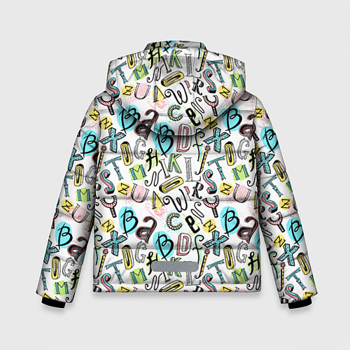 Зимняя куртка для мальчика Цветные каракули буквы алфавита / 3D-Черный – фото 2