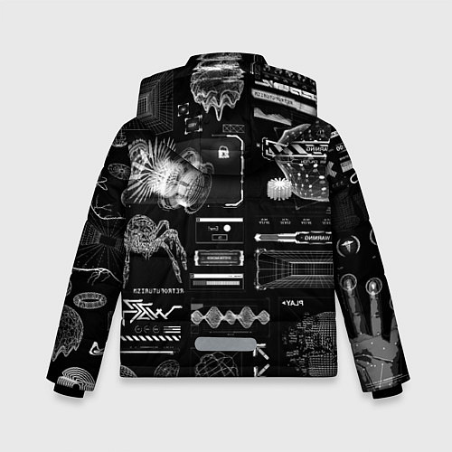 Зимняя куртка для мальчика Паттерн киберинтерфейса / 3D-Черный – фото 2