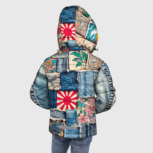 Зимняя куртка для мальчика Японское художество пэчворк / 3D-Красный – фото 4
