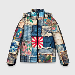 Куртка зимняя для мальчика Японское художество пэчворк, цвет: 3D-красный