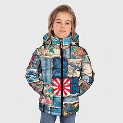 Куртка зимняя для мальчика Японское художество пэчворк, цвет: 3D-красный — фото 2