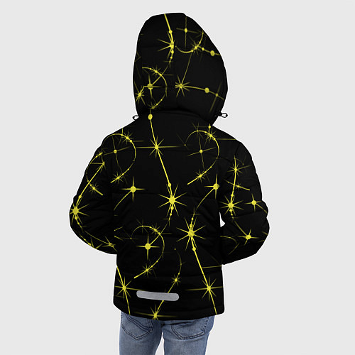 Зимняя куртка для мальчика Паттерн золотых линий и звезд / 3D-Красный – фото 4