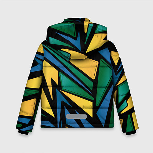 Зимняя куртка для мальчика Разноцветный геометрический узор - уникальный / 3D-Черный – фото 2