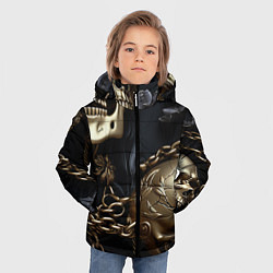 Куртка зимняя для мальчика Прикованные цепями черепа, цвет: 3D-черный — фото 2