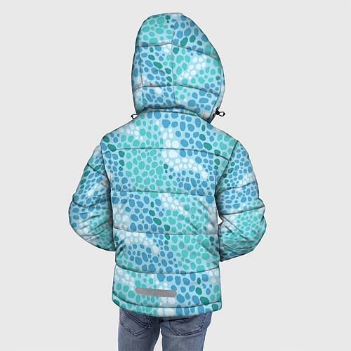 Зимняя куртка для мальчика Океанские волны из синих и бирюзовых камней / 3D-Красный – фото 4