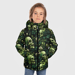 Куртка зимняя для мальчика Поле черепов с цветами, цвет: 3D-черный — фото 2