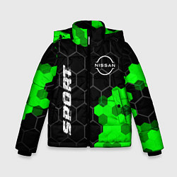 Куртка зимняя для мальчика Nissan green sport hexagon, цвет: 3D-черный