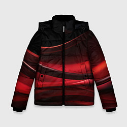 Куртка зимняя для мальчика Темная красная абстракция на черном фоне, цвет: 3D-светло-серый