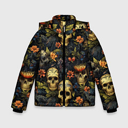 Куртка зимняя для мальчика Осень и черепа, цвет: 3D-красный