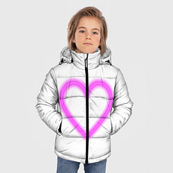 Куртка зимняя для мальчика Неоновое сиреневое сердце, цвет: 3D-светло-серый — фото 2