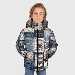 Куртка зимняя для мальчика Пэчворк джинсы из Лондона, цвет: 3D-красный — фото 2