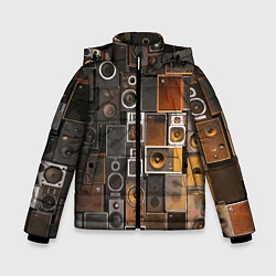 Куртка зимняя для мальчика Винтажные колонки, цвет: 3D-черный