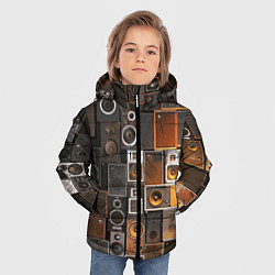 Куртка зимняя для мальчика Винтажные колонки, цвет: 3D-черный — фото 2